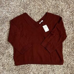 Madwel V neck sweater, maroon, size M, new with tags